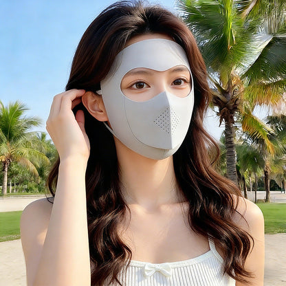 Full-face sunscreen mask for girls with protective face coverage in a lightweight design