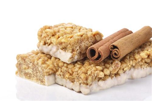 AmBari Nutrition Cinnamon Crisp Bars showing crispy cinnamon-flavored bars with textured surface and packaging.