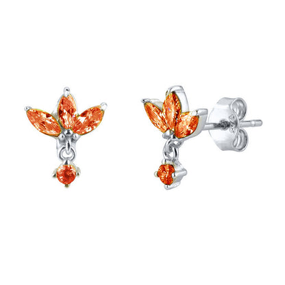 S925 silver needle stud earrings with sparkling zircon butterfly design, shown on a clean background