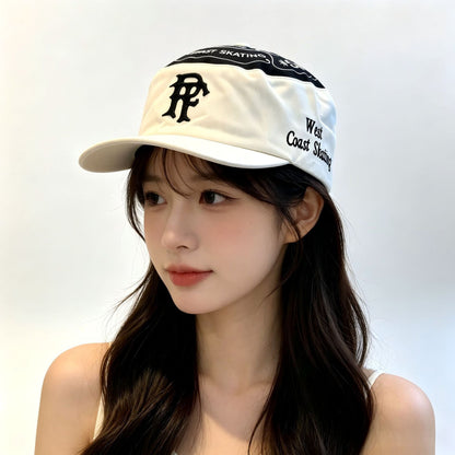 American style patchwork 3D letter PF flat top flat brim hip-hop hat in a streetwear design