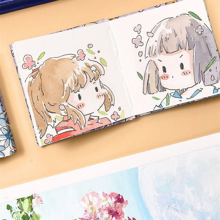 Fabric watercolor notebook for art students, square portable painting pad from My Store