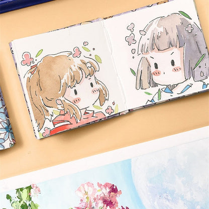 Fabric watercolor notebook for art students, square portable painting pad from My Store