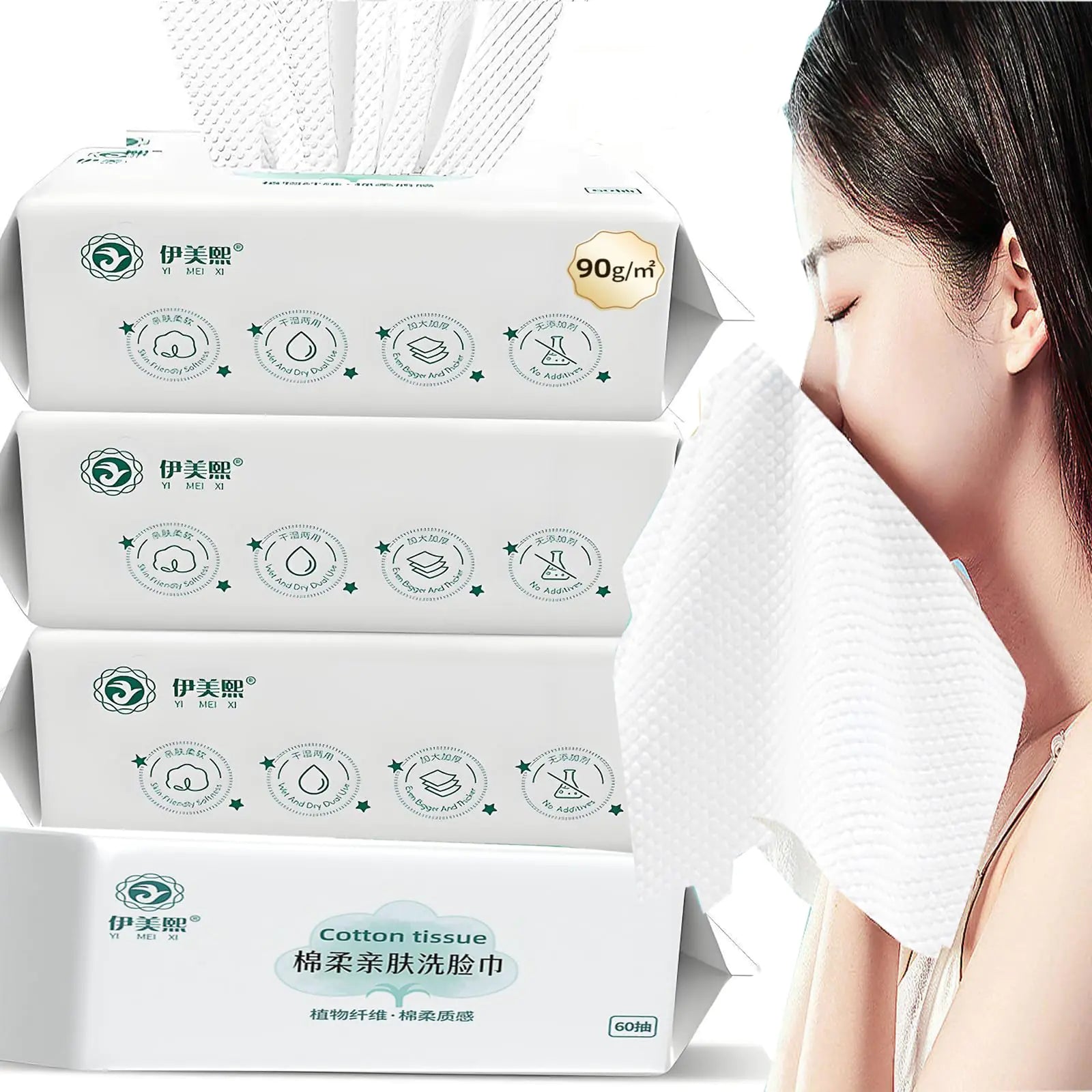 Soft Face Towels 240 Count 90g/㎡ Thickened face towel 100% USA Cotton facial tissueUnscented Cotton Tissues for Sensitive Skin Face Towelettes Disposable Makeup Remover Facial Towelsface wipes