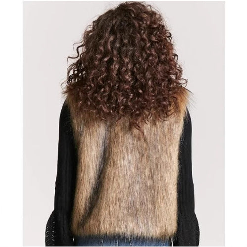 Fashionable new long fox-fur vest in a luxurious textured design