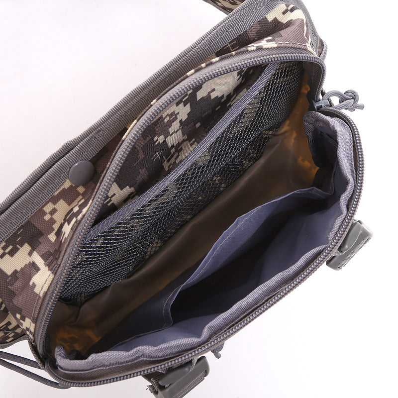 Waterproof Oxford cloth outdoor multi-functional waist bag with adjustable strap and multiple zippered pockets