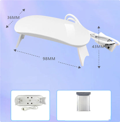 Portable 6W USB LED light therapy machine for nail curing in white and pink my store box_packets