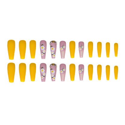 Extra long ballerina fake nail patch tips in a sleek, tapered design