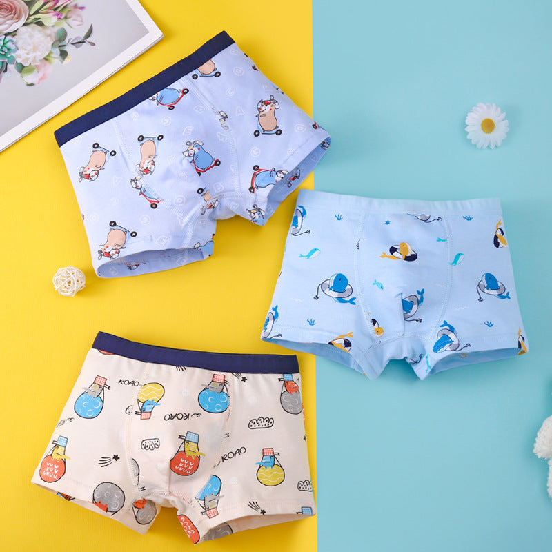 Cartoon simple cotton breathable boys' underwear in a soft, comfortable design
