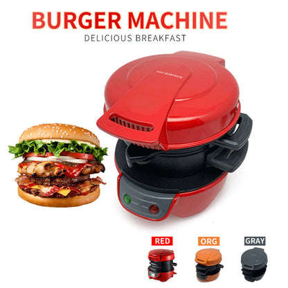 Breakfast sandwich maker with egg cooker ring, bread sandwich press, and waffle plates for household use