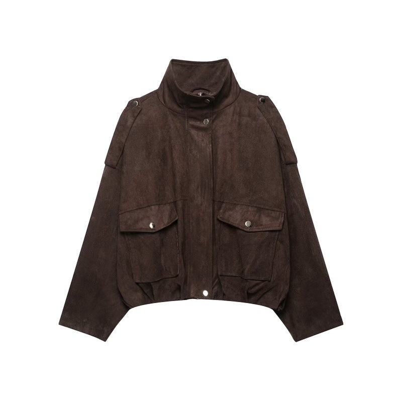 Women’s retro suede jacket coat in a classic vintage-inspired style