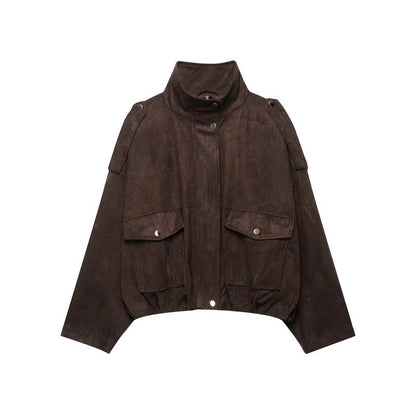 Women’s retro suede jacket coat in a classic vintage-inspired style
