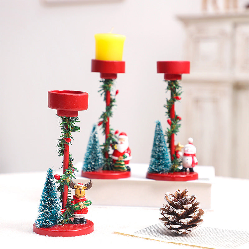 Christmas decorations desktop resin Christmas tree elderly candlestick figurine