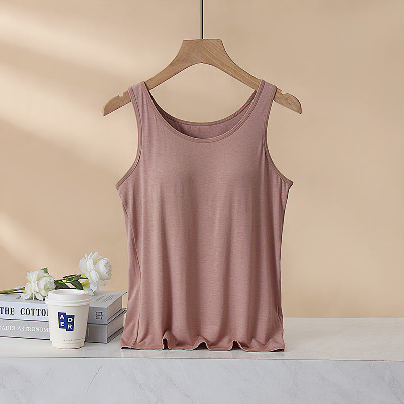 Women's padded vest bra, one-piece slim-fit modal camisole underwear for summer in a smooth, figure-flattering design
