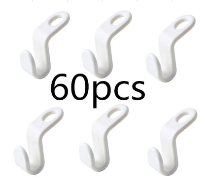 Plastic closet stack hanger rack with multi-function wardrobe hooks for space-saving bedroom storage organization