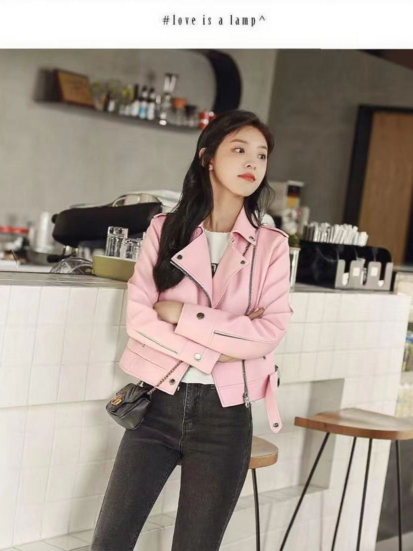 Short slim-fit PU leather jacket in black, My Store brand