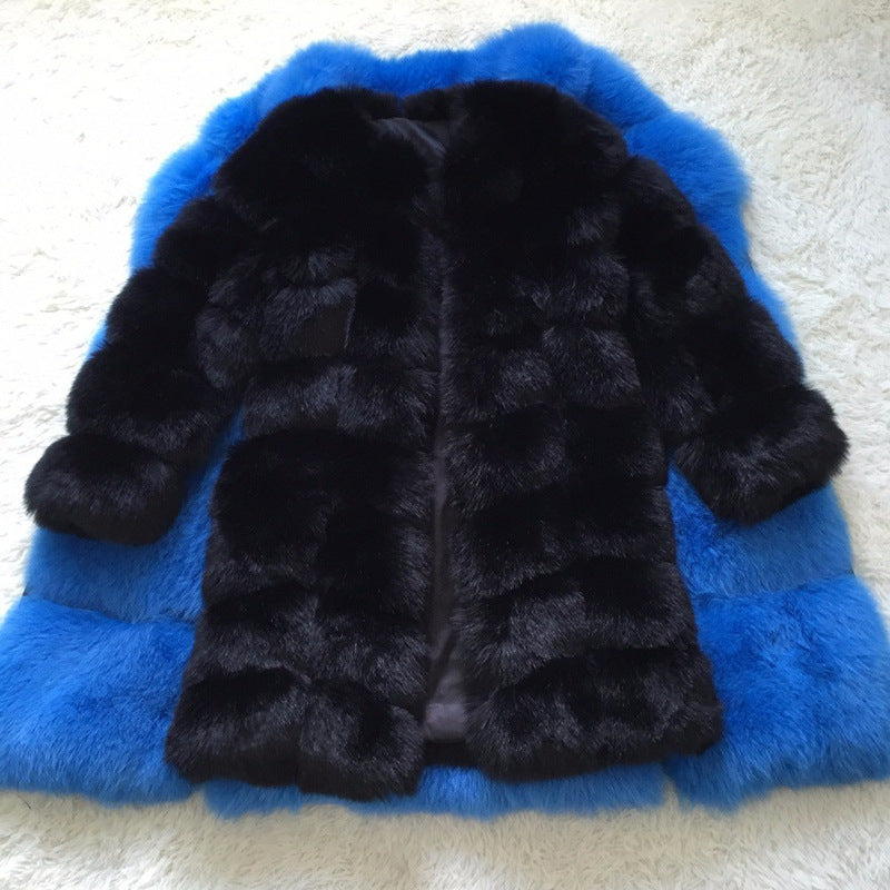 Thick warm fur coat for women by My Store, featuring a plush texture and full-length design