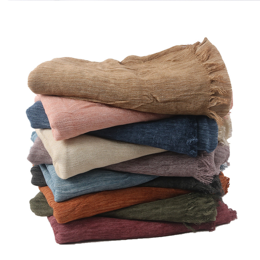 Solid-color pleated faux hijab for women by My Store