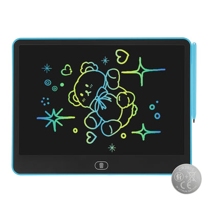 GBruno Store LCD writing tablet for kids with stylus and lock function, showing a child using the digital drawing screen.