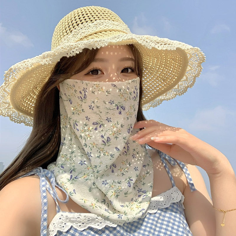 Women's summer UV-protective full-face mask in lightweight breathable fabric
