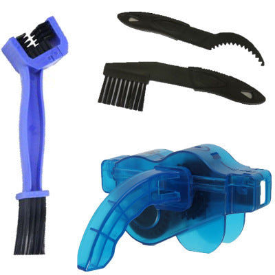 Bicycle cleaning tool set with large bristle scrub brush, chain cleaner, and small brush