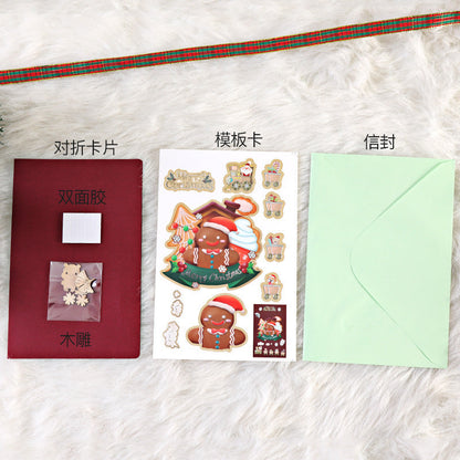 DIY Christmas greeting card with cute cartoon design and handmade creative message details