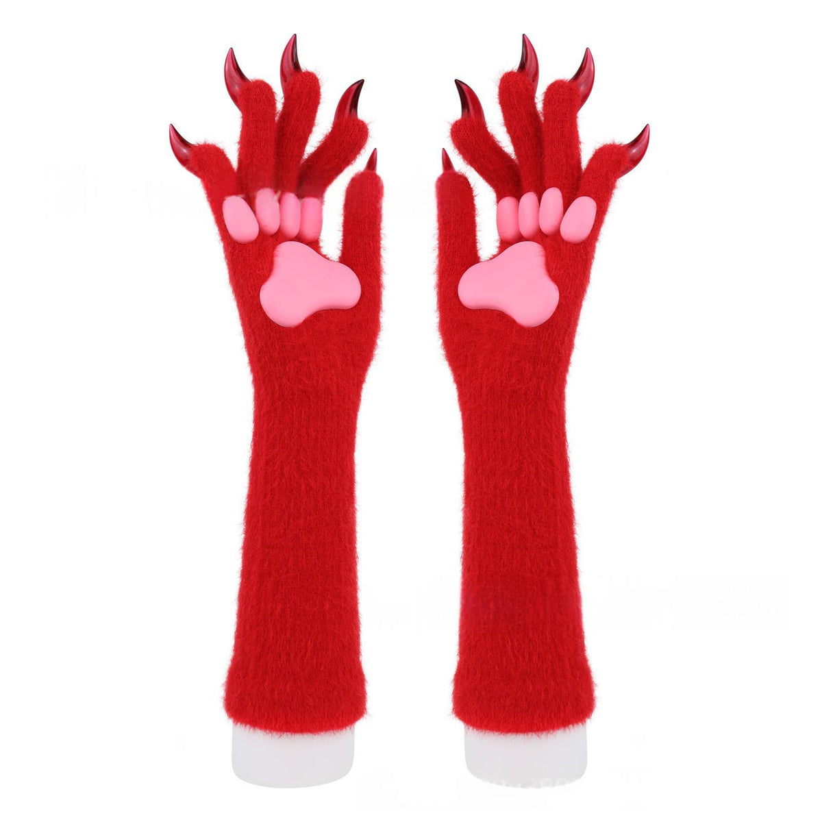 Halloween silicone meat mat long gloves displayed flat, showing textured heat-resistant design