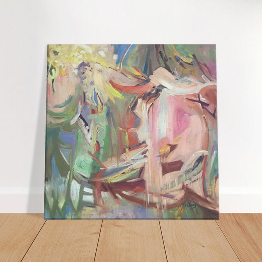 Abstract "All Seasons" canvas art print by Barbara Cleary, 16x16 inches, featuring vibrant, original artwork on high-quality print material.