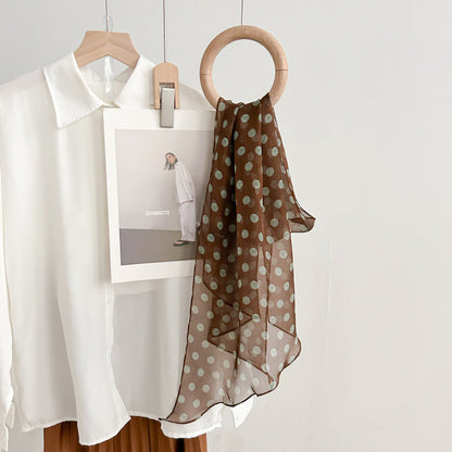 Spring lightweight narrow long silk scarf in elegant high-end style