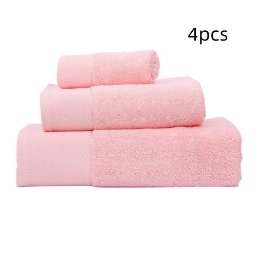 Absorbent cotton bath towel, neatly folded in a soft neutral color