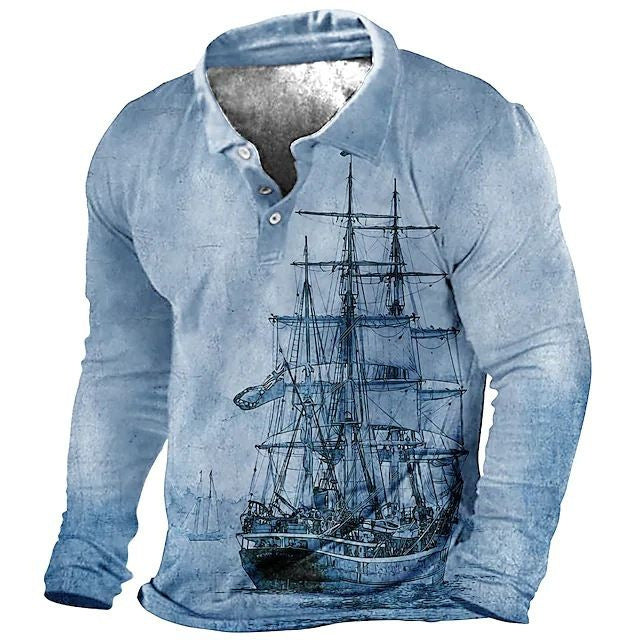 Men's personalized printed long-sleeve zip-up sweatshirt in a classic casual style