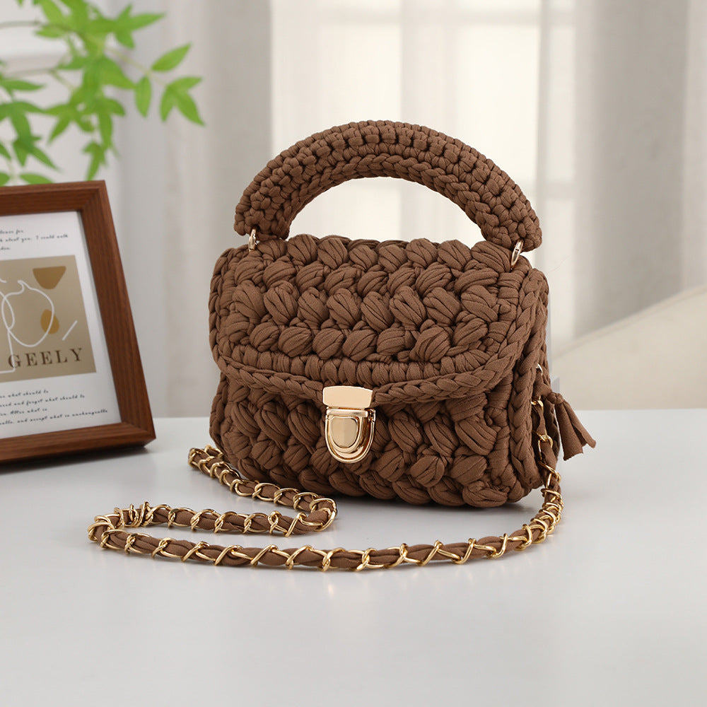 Handwoven women's minimalist tote bag in natural woven texture