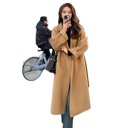Women's double-breasted wool coat in a classic tailored style