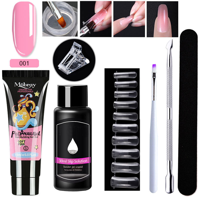 7-piece nail art crystal extender set with assorted tools and crystals for nail extensions