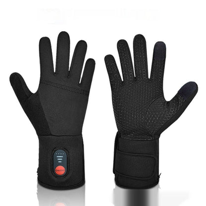 Outdoor mountaineering rechargeable heated gloves, black pair with battery heating elements