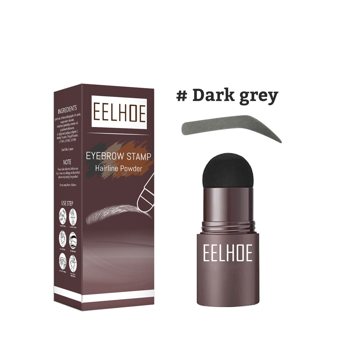 Eyebrow mold set with makeup powder for shaping and defining brows, shown in compact cosmetic packaging