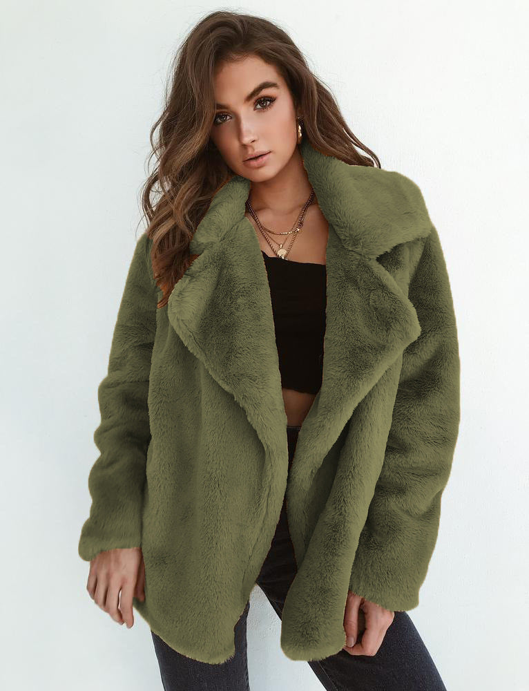Chic Plush-Collar Winter Coat