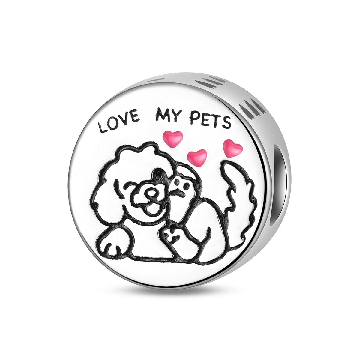 Silver-plated cute pet animal beaded bracelet for women, featuring a charming animal charm and decorative beads