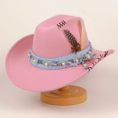 Western cowboy vintage jazz felt hat in a classic design