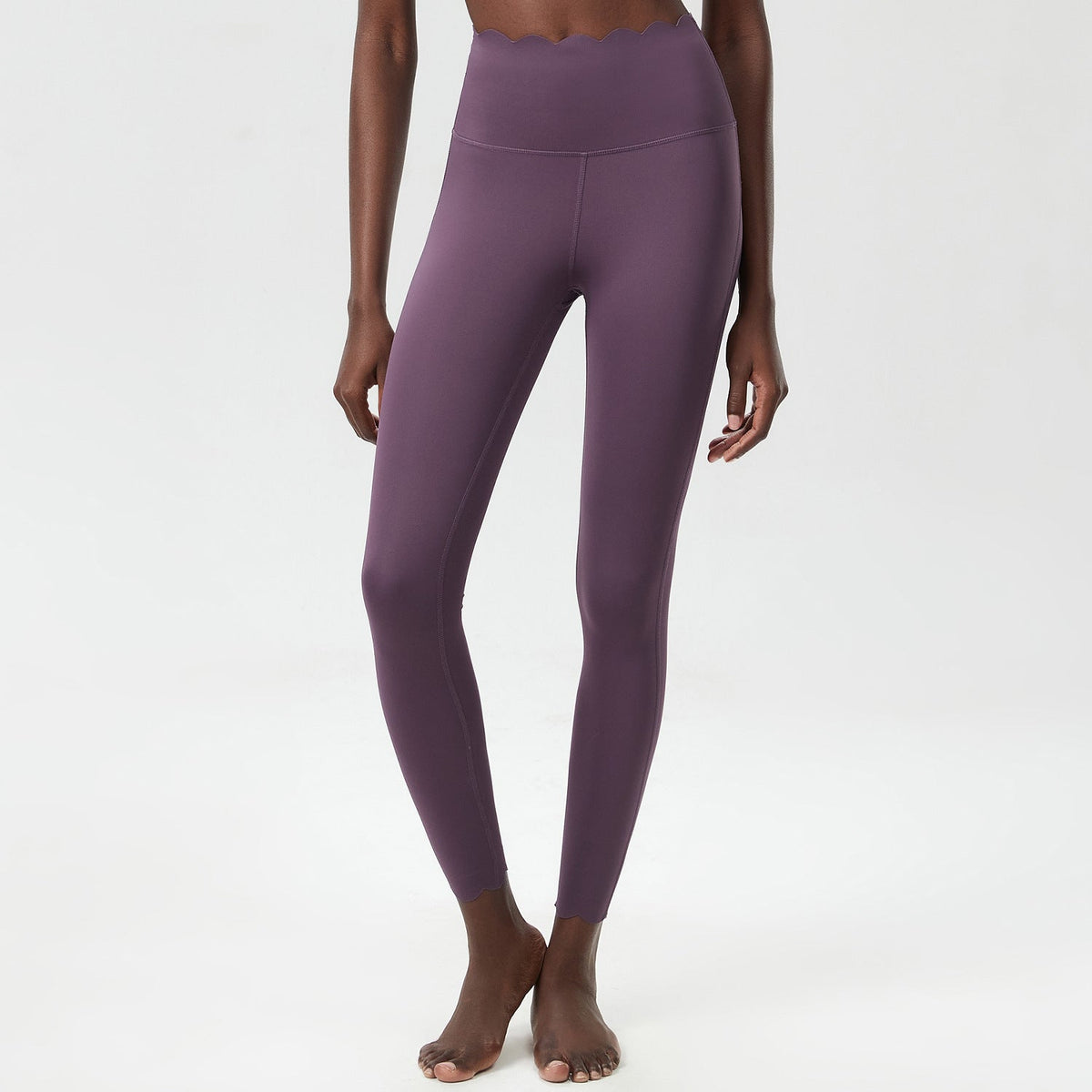 Plus size small wave yoga pants in black Lycra milk leather, tight women’s trousers with textured wave detail