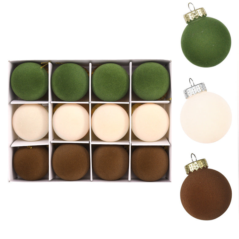 Flocking Christmas ball pet plastic Christmas decoration in a textured festive finish