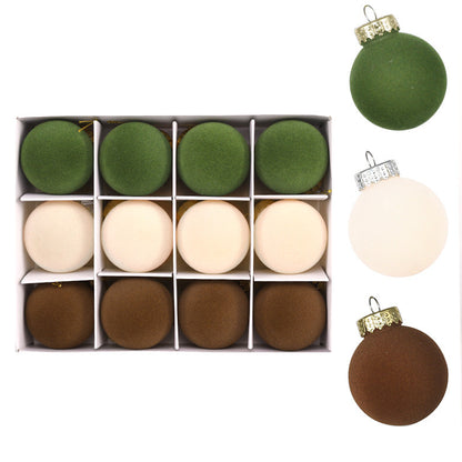 Flocking Christmas ball pet plastic Christmas decoration in a textured festive finish