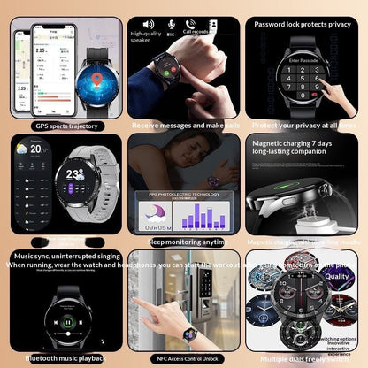 High-end GT8 Bluetooth calling smartwatch with rectangular touchscreen display and black strap