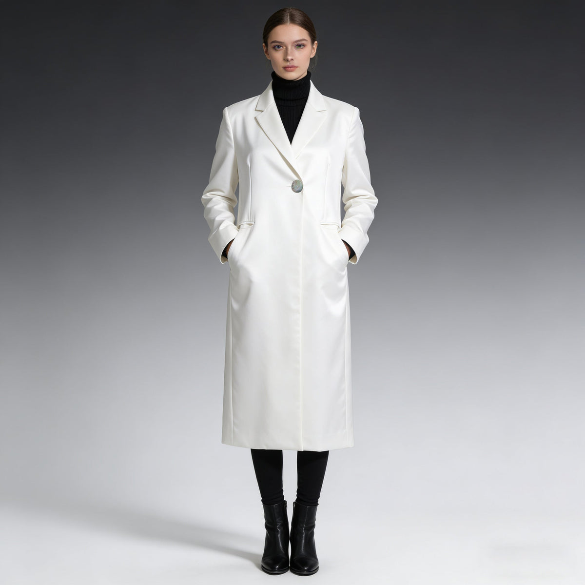 Women’s designer-inspired blazer-style trench coat in a commuter-friendly silhouette