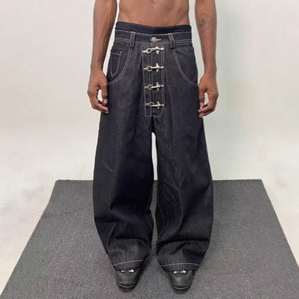 American-style streetwear retro machete jeans by My Store, denim pants with a rugged vintage-inspired design