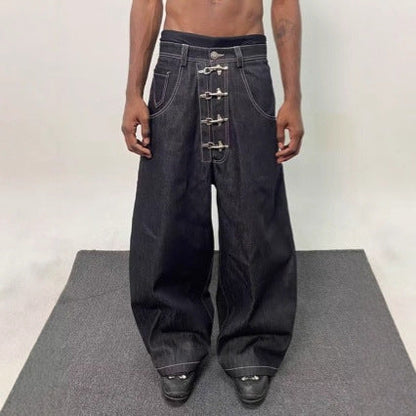 American-style streetwear retro machete jeans by My Store, denim pants with a rugged vintage-inspired design