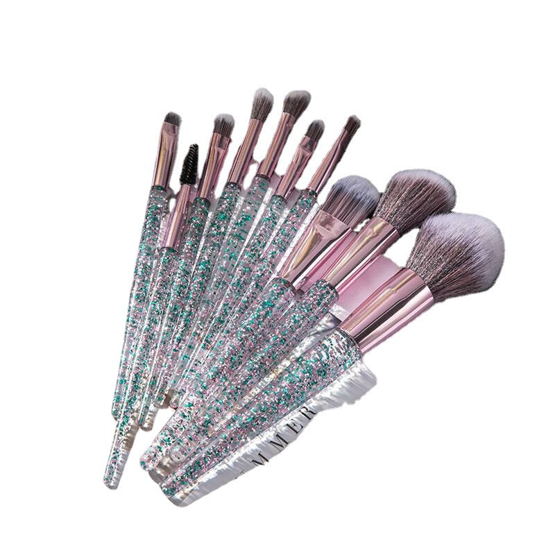 BACKUPMYFILESNOW® 10-piece essential makeup brush kit with various brushes for foundation, eyeshadow, and blending applications.