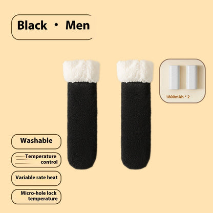 Winter warm electric heated socks for cold-weather foot protection, pair of thermal socks with battery compartment