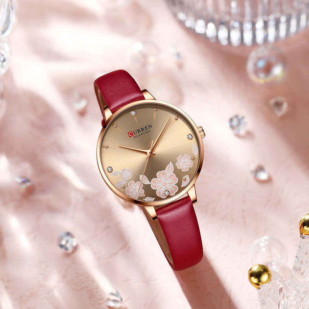 Women's waterproof casual leather small-dial watch by My Store in a classic design