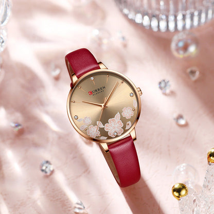 Women's waterproof casual leather small-dial watch by My Store in a classic design