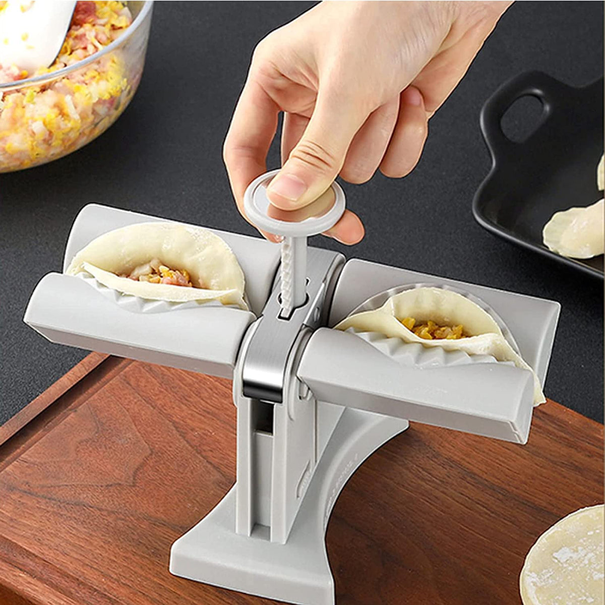 Double-head dumpling mould manual press noodle dumpling maker for kitchen use